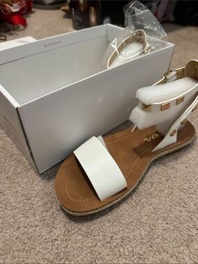 Soda White Studded Ankle-Strap Sandals